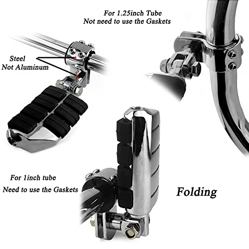 Motorcycle Universal Highway Pegs Foot Rests Fit Engine Guard Crash Bar 1-1/4" Or 1" Compatible with BMW Harley davidson Yamaha Honda - color: Style #2 Chrome