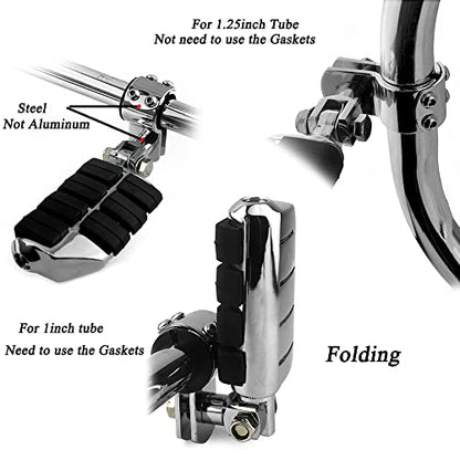 Motorcycle Universal Highway Pegs Foot Rests Fit Engine Guard Crash Bar 1-1/4" Or 1" Compatible with BMW Harley davidson Yamaha Honda - color: Style #2 Chrome
