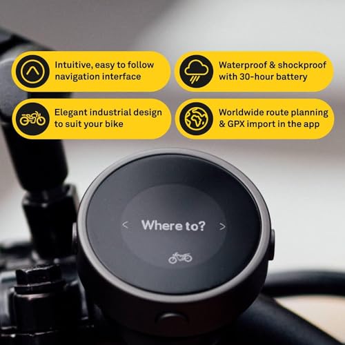 Beeline Moto GPS Computer - Black | Worldwide Route Planning | Weatherproof & 30 Hours Battery Life | USB Charging | Sat Nav for Motorcycle & Scooter with Strap Mount Included | Glove Friendly - color: Black, style: Moto I