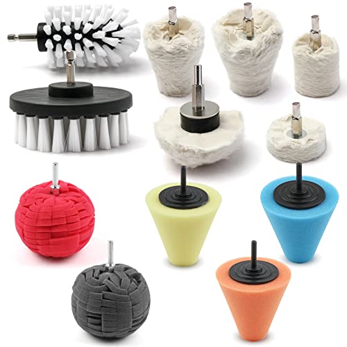 Polishing Pad Buffing Wheel Kit 12 Pack, Polishing Ball for Drill,for Car Care Metal Aluminum Stainless Steel Chrome Wood Plastic Ceramic Glass Woods Fabric Cotton Machine Jewelry - size: 12 PACK