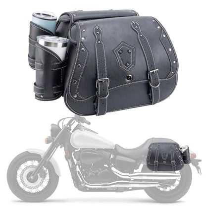 30L Motorcycle Saddlebags Water-Resistant Storage for Harley Sportster Softail Dyna Honda Shadow, Quick-Attach and Remove Design with Bottle Bags, Large Capacity Luggage Bags (Black)