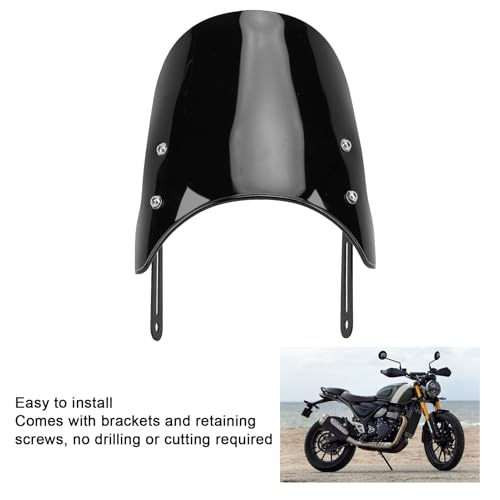 Motorcycle , Black Wind Deflector PMMA Panel Front Wind Deflector with Mount Bracket for Scrambler 400X 2023-2024, for Speed 400 2023-2024, for Street Scrambler 900 - size: Black