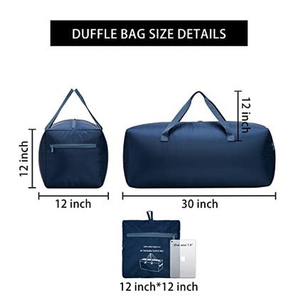 Foldable Duffel Bag 30" / 75L Lightweight with Water Rresistant for Travel-Navy Blue - color: Navy-75L