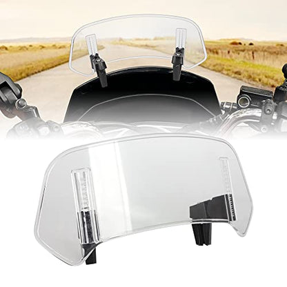 Motoparty Universal Adjustable Clip-on - Motorcycle Windshield Extension - Fits for Honda Suzuki Kawasaki Yamaha BMW Buell Ducati Aprilia and More Motorcycle Windshields (Clear)