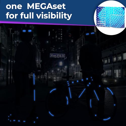 LOOM Reflective Stickers Mega Kit (101pcs Blue)• Nighttime Safety Waterproof Self-Adhesive Decals for Helmets, Skateboard, Bike, Scooter, E-Bike, Motorcycle & Strollers • Bright Colors - color: Blue