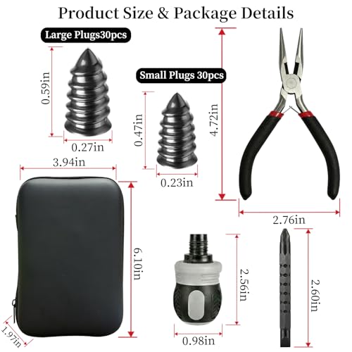 Tire Repair Kit, 60PCS Rubber Tire Repair Plugs with 3-in-1 Ratchet Screwdriver, Needle Nose Pliers & EVA Storage Case, Tubeless Tire Emergency Repair Kit for Car, Motorcycle, SUV & Truck