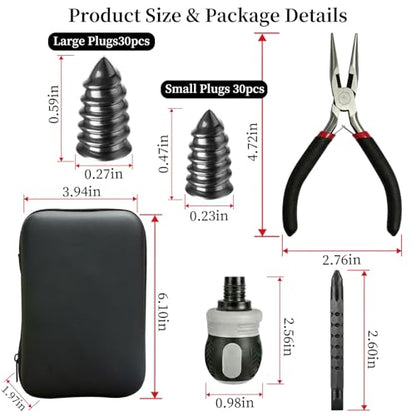 Tire Repair Kit, 60PCS Rubber Tire Repair Plugs with 3-in-1 Ratchet Screwdriver, Needle Nose Pliers & EVA Storage Case, Tubeless Tire Emergency Repair Kit for Car, Motorcycle, SUV & Truck