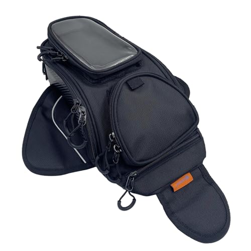 reygeak Motorcycle Tank Bag，Waterproof, with super magnetic thickened magnet Black 1680D PVC petrol tank bag, large window cell phone bag, suitable for Suzuki Kawasaki Honda Harley Yamaha. - color: Black