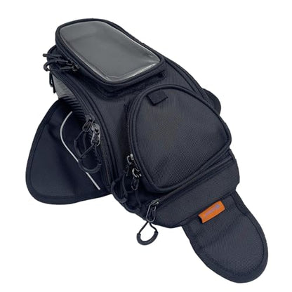 reygeak Motorcycle Tank Bag，Waterproof, with super magnetic thickened magnet Black 1680D PVC petrol tank bag, large window cell phone bag, suitable for Suzuki Kawasaki Honda Harley Yamaha. - color: Black