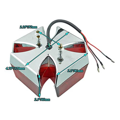Motorcycle Custom Tail light Rear Light 4.75inch Cross Red Lens LED Tail Brake License Plate Light Lamp