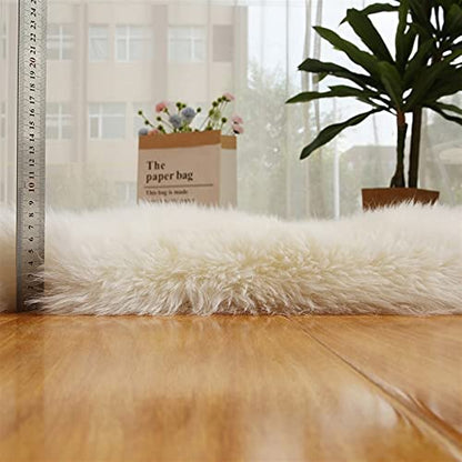 Real Genuine Sheepskin Rug Natural Fur Rug Sheep Skin Rugs Full Sheepskin Rugs Authentic Sheep Skin Throw Lambskin Seat Covers for Chairs Wool Seat Pad Cushion White (2.3X3.28 ft) - color: 2