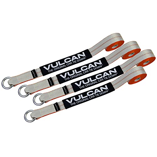 VULCAN Wheel Dolly Tire Harness with Universal O-Ring - Lasso Style - 2 Inch x 96 Inch - 4 Pack - Silver Series - 3,300 Pound Safe Working Load- Straps Only - Ratchets Sold Separately - color: Silver Series