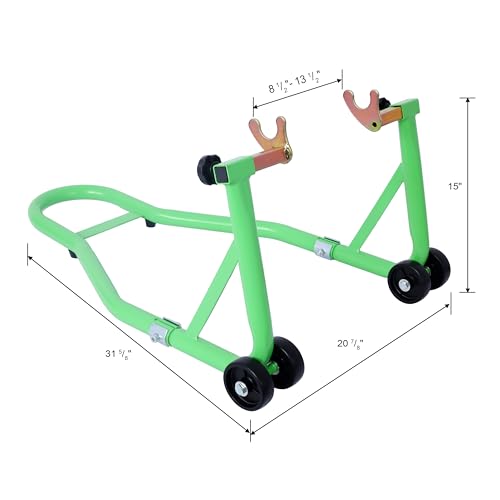 Motorcycle Stand 1000LB - Heavy Duty Sport Bike Front and Rear Wheel Lift, Adjustable Swingarm Paddock Stands, Industrial-Grade Steel (Green) - color: Green