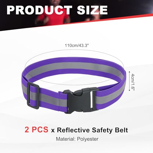 Reflective Safety Belt, Adjustable High Visibility Glow Belt Outdoor Running Gear Accessories - color: Purple