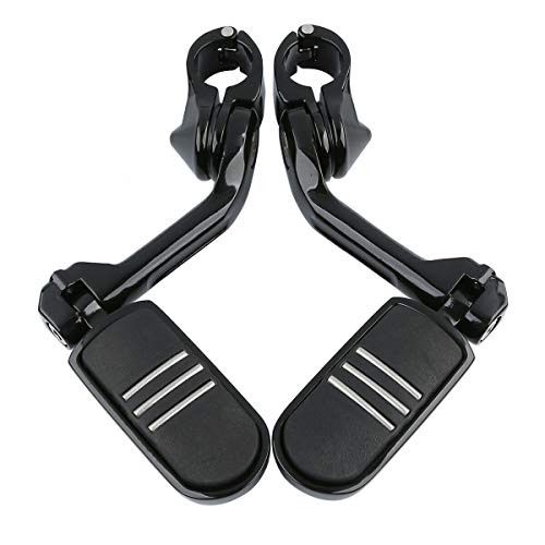 TCMT Highway Pegs Fit For Harley Softail Sportster Electra Road Glide Road King Street Glide with 1.25" Engine Guard 1 1/4 Highway Bar - color: Black, size: Style A Long Angled