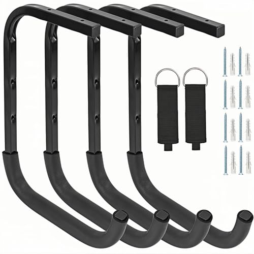 Overhead Garage Storage Rack, Heavy Duty Ceiling Storage Hooks Utility Hanger for Lumber Ladder Bike & Other Bulky Items (4) - size: 12inch