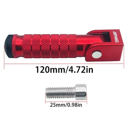 Universal Motorcycle Bicycle Folding Passenger Foot Pegs M8 Rearsets Rear Set Footrests Footpeg Foot Rest Peg Pedals For Bike Install Hole 8mm (Red) - color: Red