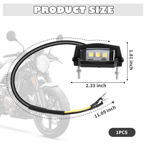 Motorcycle License Plate Light 12V,Shockproof & Sealing LED License Plate Light Bar for Illuminating Licenses Plates,Universal Motorcycle Tail Lights as Motorcycles Lights