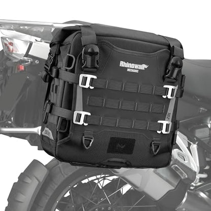 Rhinowalk 20L Motorcycle Saddlebag – Waterproof Quick Release Motorbike Side Bag with Built-in Combination Lock, Compact Universal Fit (1-Piece) - color: Black-20L