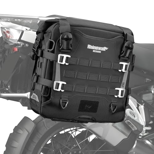 Rhinowalk 20L Motorcycle Saddlebag – Waterproof Quick Release Motorbike Side Bag with Built-in Combination Lock, Compact Universal Fit (1-Piece) - color: Black-20L