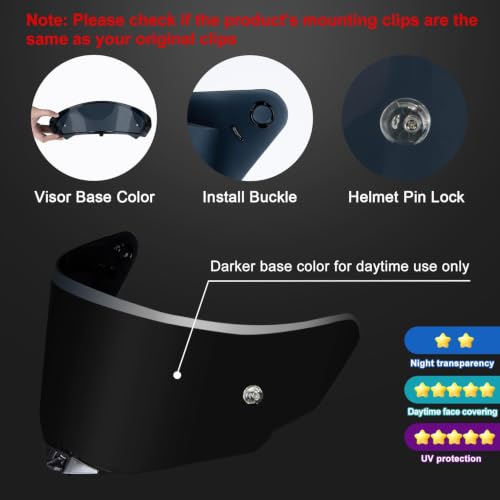 PSLER TT-Revo Visor - TT Revo Helmet Tinted Visor Face Shield Replacement for TT-Revo,Black - color: Black