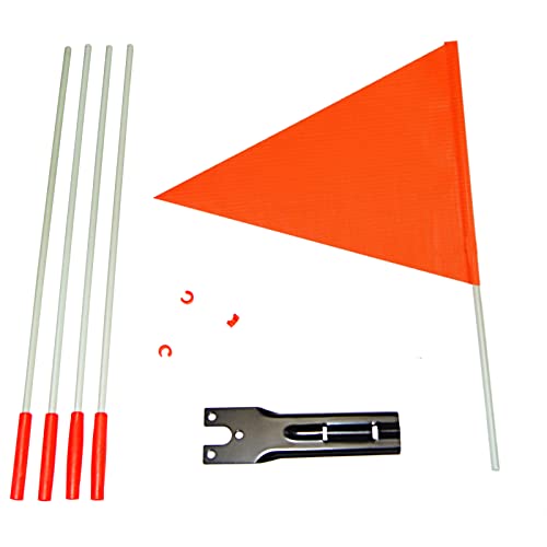 MAKABAKA Bike Safety Flag with Polyester Full Color Tear-Resistant Waterproof Orange Safety Flag. Pole 6-Foot Height Orange（1Pack，with American Flag）