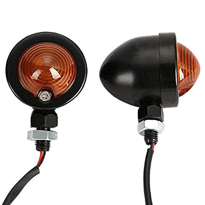 Motorcycle Turn Signals 2pcs Chrome Front Rear Turn Signals 12V with Bullet Shape and Amber Lights Fit Universal Fit for Harley Honda Yamaha Dukati Suzuki Kawasaki - color: Black/Amber
