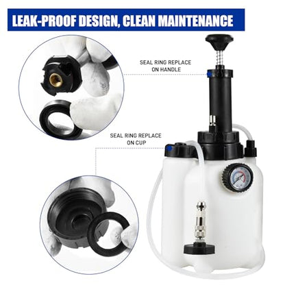 3L Brake Bleeder Kit with Pressure Pump, Brake Fluid Bleeder Kit with 1L Brake Bleeder Bottle and 4 Master Cylinder Adapters for European and American Vehicle - color: 3 L Manual Brake Bleeder Kit with 4 Adapter