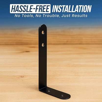 UBL Large L Shaped Mounting Bracket for LED Stick Lights & Off-Road Light Bars - Heavy-Duty Alloy Steel L-Shaped Mount - Powder-Coated Black - 6.5” Long Side, 2.5” Short Side, Two 1/4” Holes