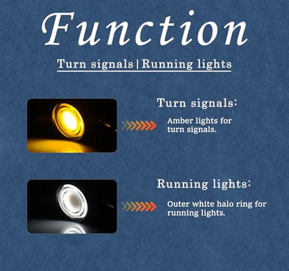 Motorcycle Front LED Turn Signals Universal Bullet Running Lights Chrome Indicator Light Compatible with Honda Harley Suzuki Yamaha Kawasaki - color: Amber+White