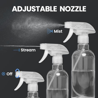 Spray Bottles for Cleaning 16.9 oz/500 ml Water Empty Spray Bottle Heavy Duty Plastic Clear Squirt Mist Spray Bottle for Hair Plants Pets Alcohol Lab Oil Sprayer Roller Bottles(1Pcs)