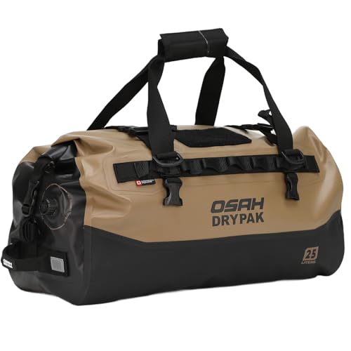 Waterproof Duffel Bag - Motorcycle Dry Bag 25L Tail Bag with Large Storage Space, Waterproof Duffle Bags with Outer Mesh Zipper Pocket for Camping, Kayaking, Fishing & Traveling-Mudbrown - color: Mudbrown, size: 25L