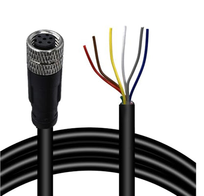 M8 6-Pin Female Connector Cable, A-Coded Straight Circular Industrial Molded Cable, IP67 Waterproof Unshielded PVC Wire, 60V 3A AC/DC, AWG24 - size: 2m, style: 6 Pin Female