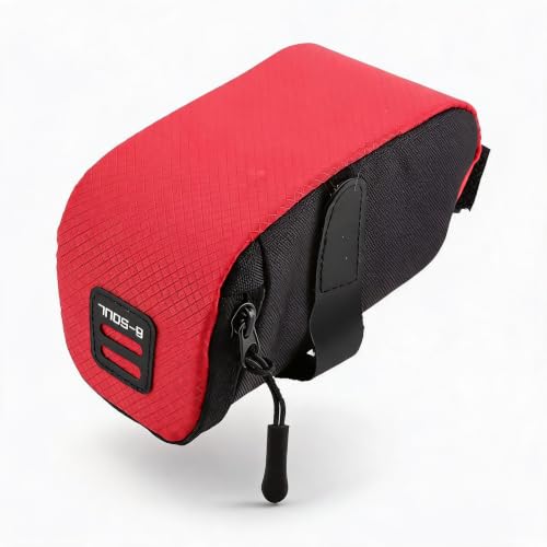 Zopsc Saddle Bag, Super Light Polyester, Under-Seat Zippered Storage, for Most Bikes, Red - color: red