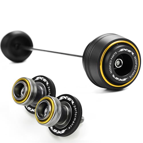 Compatible with ZX-6 ZX6R 2010-2024 2025 2026 Motorcycle Front Wheel Axle Crash Protector Pad Rear Swingarm Spools Slider Stand Accessories (Gold) - color: Gold