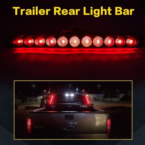 16Inch 11 LED Red Trailer Brake Tail Light, 2 Pack Stop Turn Brake 3rd Light Strip for Truck Trailer Boat RV Golf Cart UTV ATV