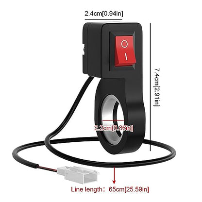0281 Motorcycle Electric Handle Headlight Flameout Switch Button for 7/8'' 22mm Handlebar Modification Accessories Black (Black)