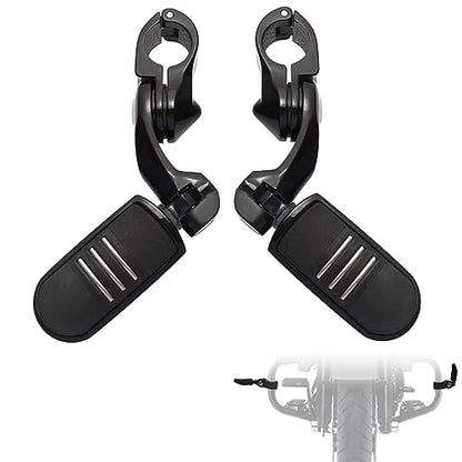 FOVPLUE 1.25" Highway Footpegs,Short Angled Adjustable Highway Pegs w/Mounts for Harley Touring Street Glide Electra Glide Road King Softail CVO Dyna Trike VRSC Sportster w/1-1/4" Engine Guard,Black#3 - color: Gloss Black Highway Footpegs