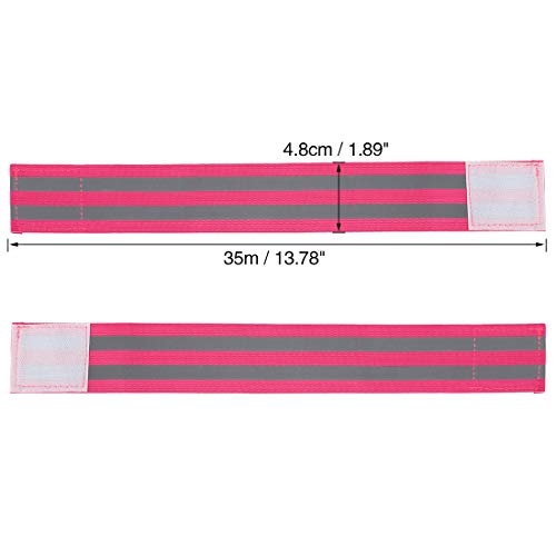 X AUTOHAUX 8pcs Reflective Bands for Arm High Visibility Night Cycling Riding Reflector Tape Straps Bracelet - color: Pink