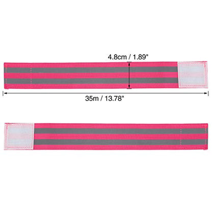 X AUTOHAUX 8pcs Reflective Bands for Arm High Visibility Night Cycling Riding Reflector Tape Straps Bracelet - color: Pink
