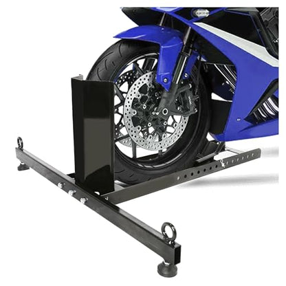 KUAFU Motorcycle Wheel Chock Stand Upright 1800 LBS, Wide Range 3“ to 5” Support Adjustable Heavy Duty Motorcycle Stand Front Wheel Tire Chock for Trailer/Truck/Garage Power Coated Steel
