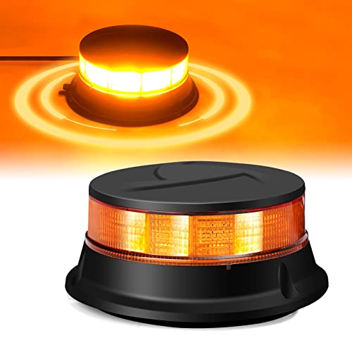 DAYSEN LED Amber Beacon Light, 4.2" Flashing Emergency Strobe Lights, Magnetic Mount 360 °Rotating Rooftop Safety Warning Light for Trucks Tractors Golf Carts UTV & ATV Cars(Magnetic) - size: Magnetic (1PCS)