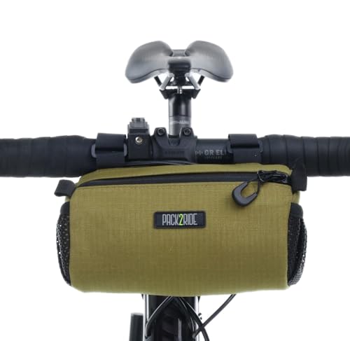 PACK2RIDE Perfecda Bike Handlebar Bag - Water Resistant, Durable Cordura Fabric & Bike Bag for Daily Trips - Front Biking Storage for Road, Gravel Riding (Coyote) - color: Coyote