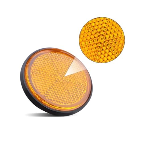 2 inch (55mm) Round Reflector Side Marker for Motorcycle ATV Scooter Dirt Bike - 2 Pair (Red & Yellow)