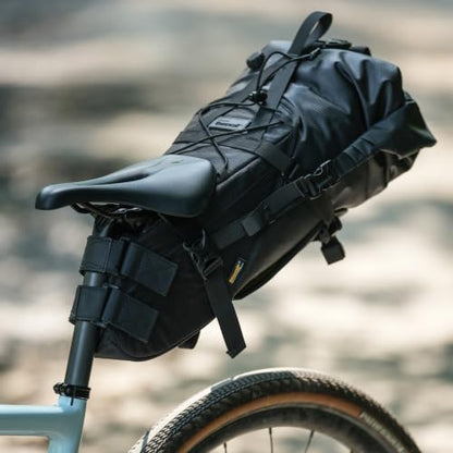 Rhinowalk 14L Waterproof Hardshell Bike Saddle Bag – Two-Piece Rear Seat Bag Tear-Resistant, No-Screw Installation, Fits Most Bikes-Black - color: Black
