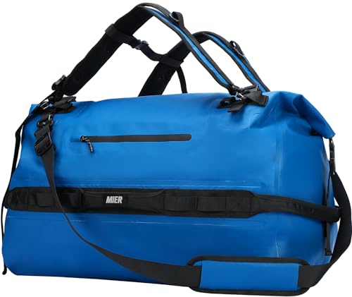 MIER Waterproof Duffel Bag Motorcycle Dry Bag Backpack Large Roll-Top Heavy Duty Dry Duffle Bags for Kayaking Camping Boating Gym Beach Cruise Ship, 60L/80L - color: Dark Blue, size: 80L