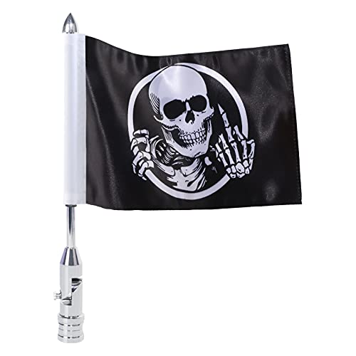 2X Motorcycle Foldable 90° Fag Flagpole Mount Fit for 1/2'' Tubular Luggage Rack For Harley Touring Spring Honda Goldwing etc with American Flag and Punk Skull Flag 6.7'' x 10.2'' Flag - color: US Flag+Punk Skull Flag