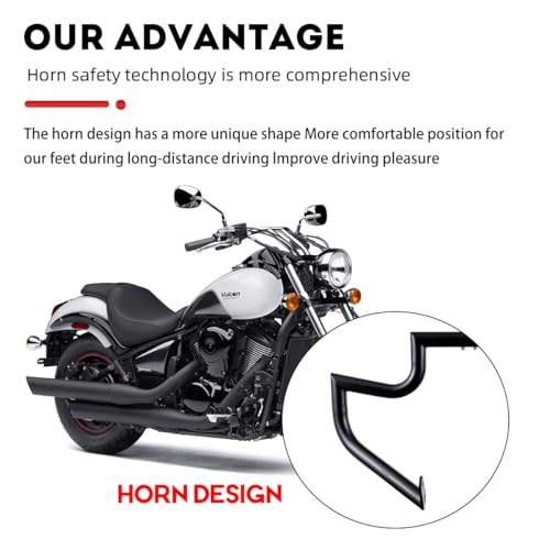 1.5" Fat Crash Bar Engine Guard Highway Bar for Kawasaki Vulcan 900 VN900 Custom Classic 2006-2023 (Chrome) - color: Chrome
