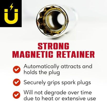 CROM Magnetic Spark Plug Socket - 3/8" Drive Spark Plug Removal Tool (16mm Magnetic Thin Wall) - size: 16mm Magnetic Thin Wall
