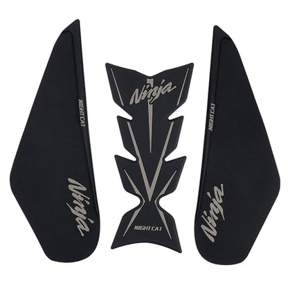 NIGHT CAT Compatible Ninja 400 Ninja 500 Motorcycle Fuel Tank Pad Kit Side Fuel Knee Guard Sticker Fuel Tank Protector（Black） - color: Black